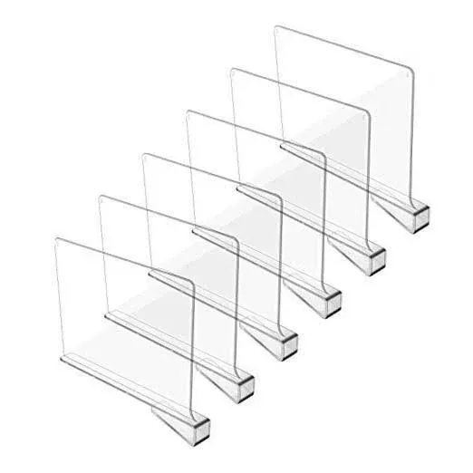  Clear Acrylic Shelf Dividers, Closets Shelf and Closet Separator for 6 Pack