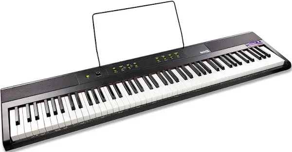 RockJam 88 Key Digital Piano with Full Size Semi-Weighted Keys, Power Supply, Sheet Music Stand, Piano Note Stickers & Simply Piano Lessons