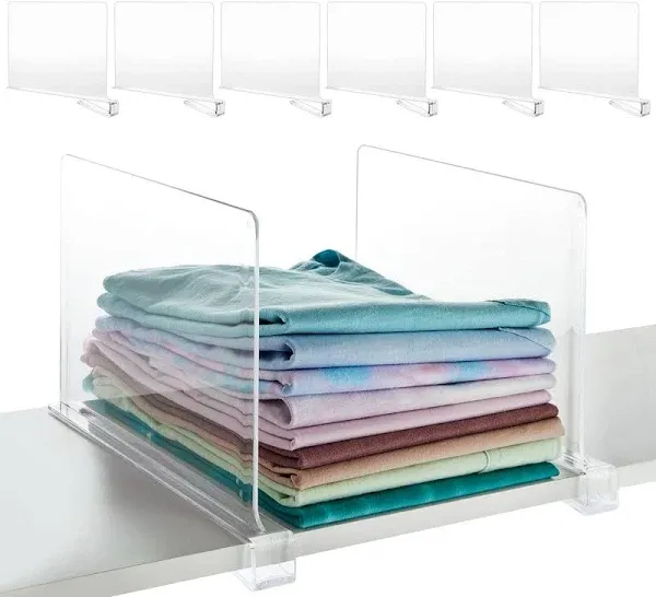 6 PCS Acrylic Shelf Dividers for Closet Organization Clear Shelf Divider for ...