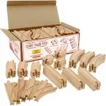 Wooden Train Track 52 Piece Set - 18 Feet of Track Expansion and 5 Distinct Pieces - 100% Compatible with All Major Brands Including Thomas Wooden