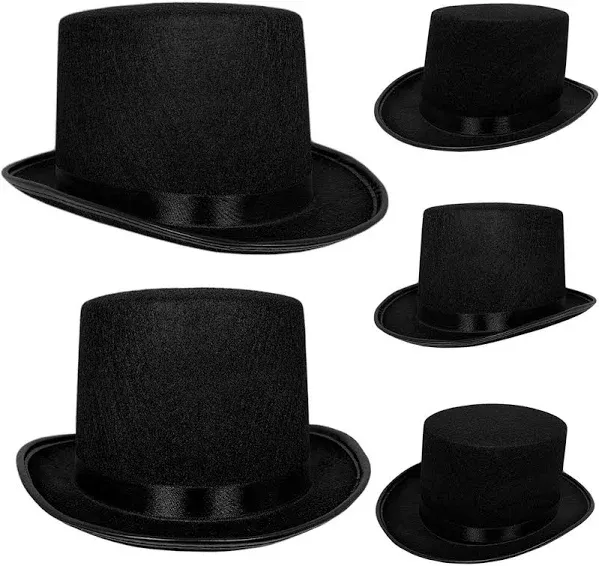 AnapoliZ Top Hat Black Felt | One Size Magician Hat Costume | DIY Steampunk | Ultra Ringmaster Circus Hats | Dress Up Party Accessory