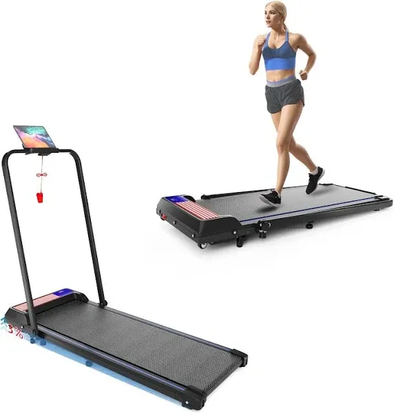 Incline Treadmill for Home or Office, Compact Walking Running Machine 2.5HP, 265 LB Weight Capacity, Compatible with ZWIFT KINOMAP APP