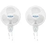 Hurricane Supreme 12 inch Oscillating 3 Speed Portable Wall Mount Fan (2 Pack)