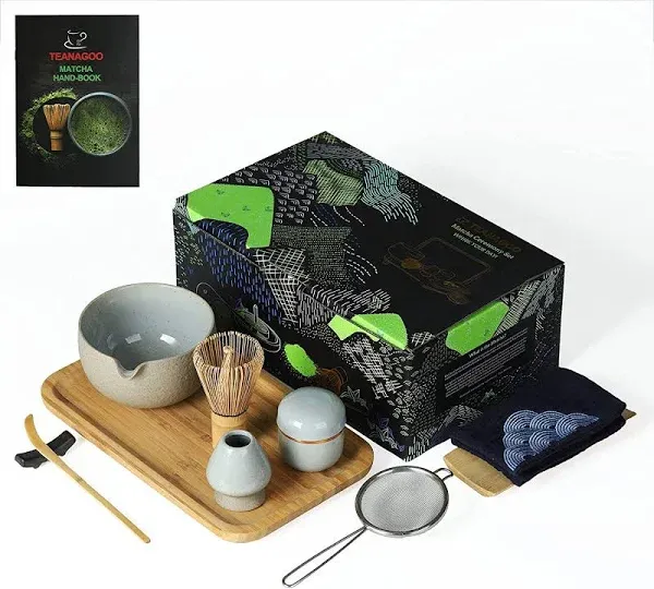 Matcha Ceremony Set with tray, Japanese Tea Set, Matcha Bowl with Pouring Spo...