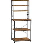 VASAGLE Rustic Brown and Black 6-Tier Kitchen Baker's Rack with Storag