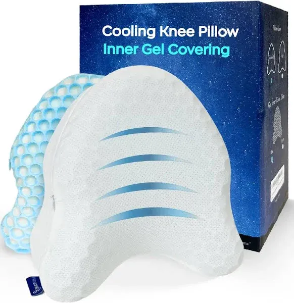 SelectSoma Memory Foam Knee Pillow for Side Sleepers with Cooling Gel Cover - Soothing Pain Relief for HIPS, Back, Joints, Knees - Cooling Body Positioner for Sleeping, Resting, Maternity