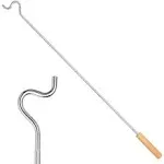 Closet Reacher Pole with Hook and Wooden Handle, Heavy Duty - Adjustable 2.75-5 