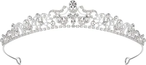 SWEETV Wedding Tiaras and Crowns, Rhinestone Bridal Crown Princess Tiara Headpieces for Women and Flower Girls, Bridgerton Hair Accessories for Birthday Prom Quinceanera