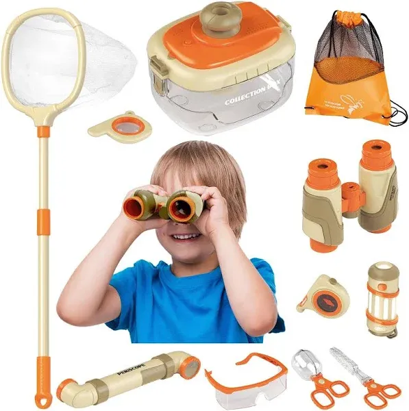 Bug Catcher for Kids & Outdoor Explorer Kit, Kids Nature kit with Binoculars, Bug Catching Kit for Kids & Outside Toys, Gift for 3-10 Years Old Boys Girls, 11 PCS