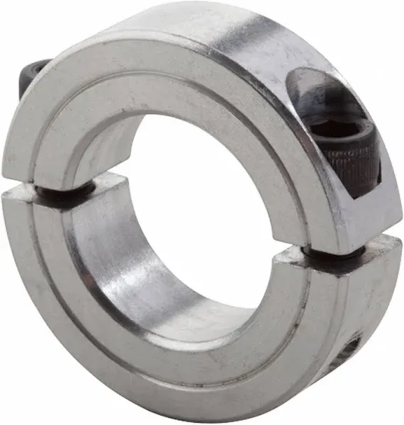 Climax Metal 2C-100-A Aluminum Two-Piece Clamping Collar, 1" Bore Size, 1-3/4" OD, With 1/4-28 x 5/8 Set Screw