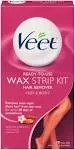 Veet Ready-To-Use Waxing Kit For Women | Wax Strips For Body Hair Removal, Wax Kit For Ingrown Hair Treatment, Personal Care Product, Hair Remover | 40ct Waxing Strips, 4ct Body Wipes