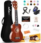 ADM Soprano Ukulele for Beginners 21 Inch Hawaiian Wood Ukelele Kit Free Online