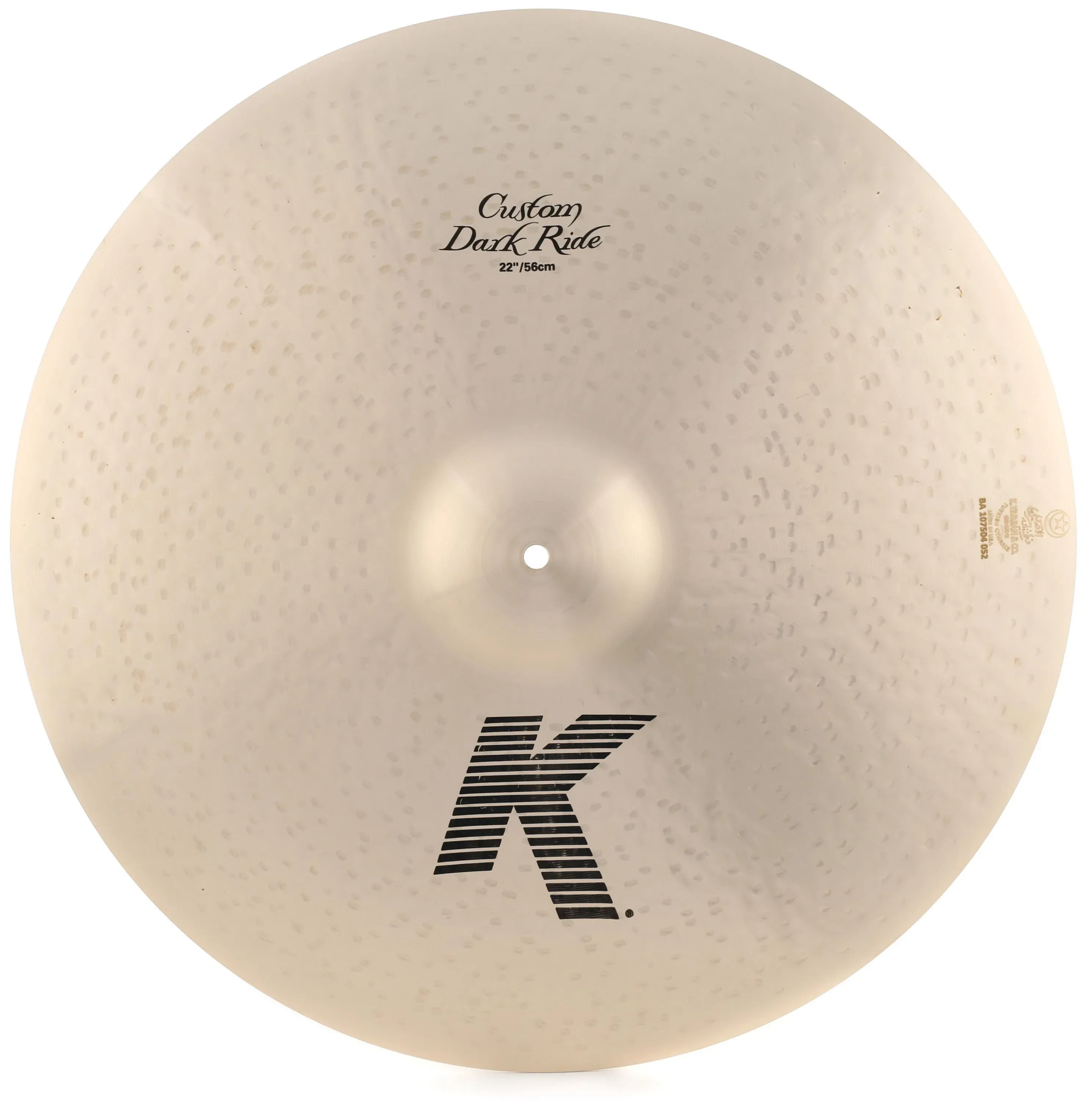 Avedis Zildjian Company K0967 22in K Custom Dark Ride Drumset Cast Bronze Cymbal Low Profile With ZKEY