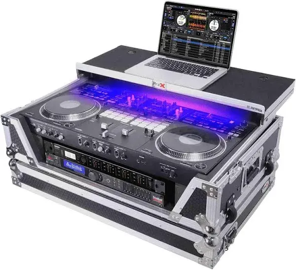 Prox Road Case w/Laptop Shelf &amp; 2U Rack Space for Pioneer DDJ-REV7 DJ Controller