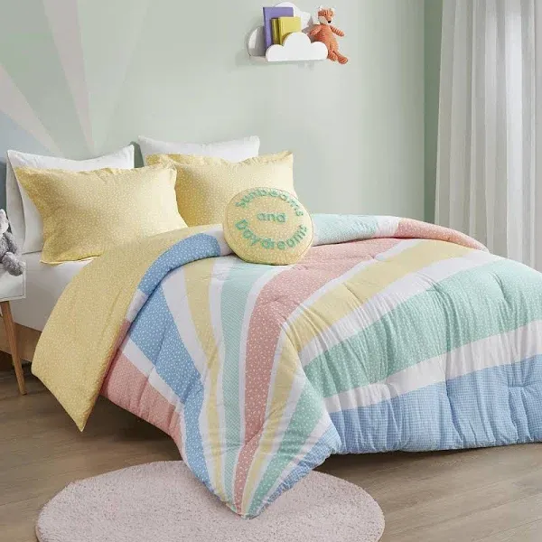 Urban Habitat Kids - Rory Rainbow Sunburst Reversible Cotton Comforter Set - Full/Queen - Yellow