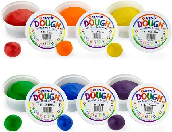 Hygloss Products Play Dough, Safe & Non-Toxic Modelling Dough for Arts & Crafts, Learn & Play, Scented, 1lb. of 6 Colors, 6 lb. Total