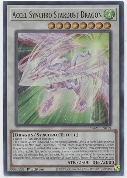 Yugioh - Accel Synchro Stardust Dragon - MAZE-EN019 - Ultra Rare - 1st Ed - NM