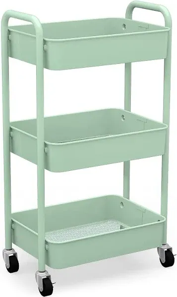 CAXXA 3-Tier Rolling Metal Storage Organizer - Mobile Utility Cart, Kitchen C...