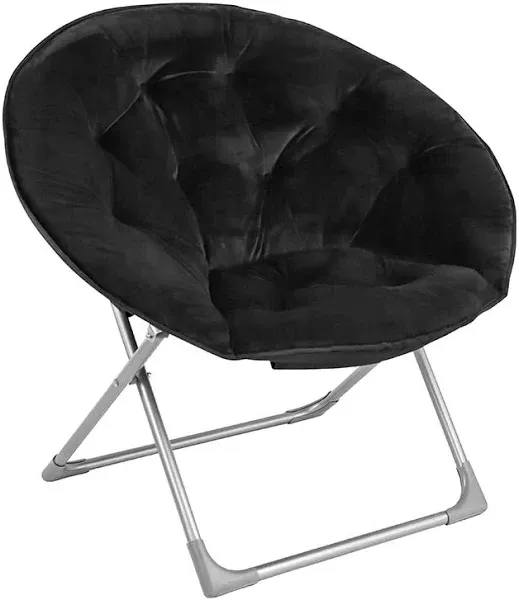 Amazon Basics Faux Fur Saucer Shaped Chair with Foldable Metal Frame