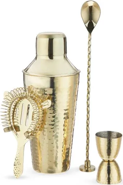 Gold Hammered Barware Set by Twine