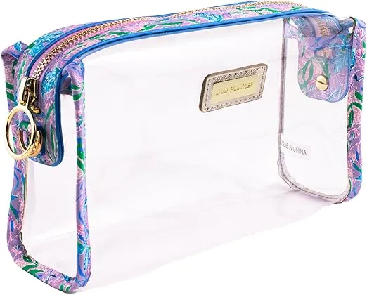 Lilly Pulitzer Clear Zipper Pouch, Cute Pencil Case for Adults, Travel Toiletry Bag, Small Pouch Bag for Supplies, Makeup or Toiletries (Secret Escape)…