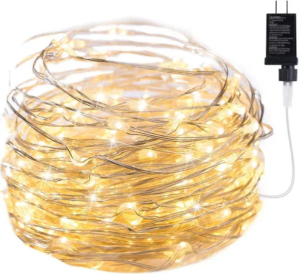 Minetom Fairy Lights Plug in, 33Ft 100 LEDs Waterproof 100 LEDs, Warm White 