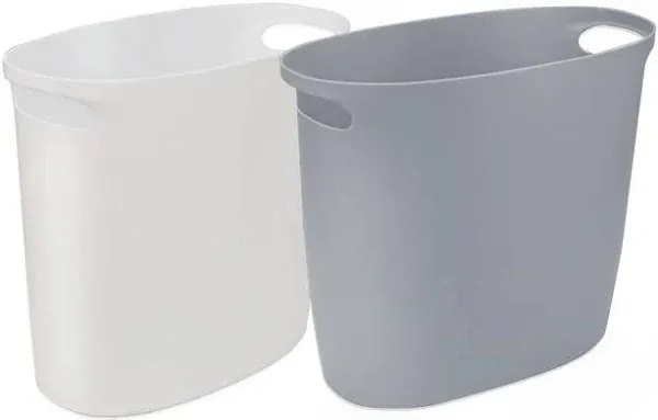 Small Trash Can Bathroom Wastebasket Garbage Can for Kitchen Office Bathroom Bedroom (White+Gray, 2.6 Gallon(2 Pack))