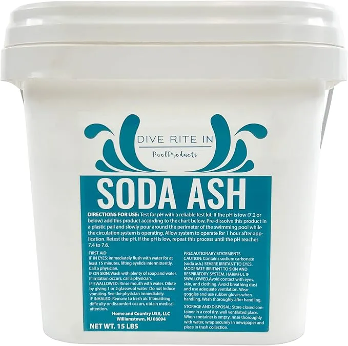 Dive Rite in Premium Soda Ash Designed as a PH Increaser for Pool and Washing Soda for Tie Dying and Everyday Usage - 15 Pound Value Bucket to Handle Multiple Uses.