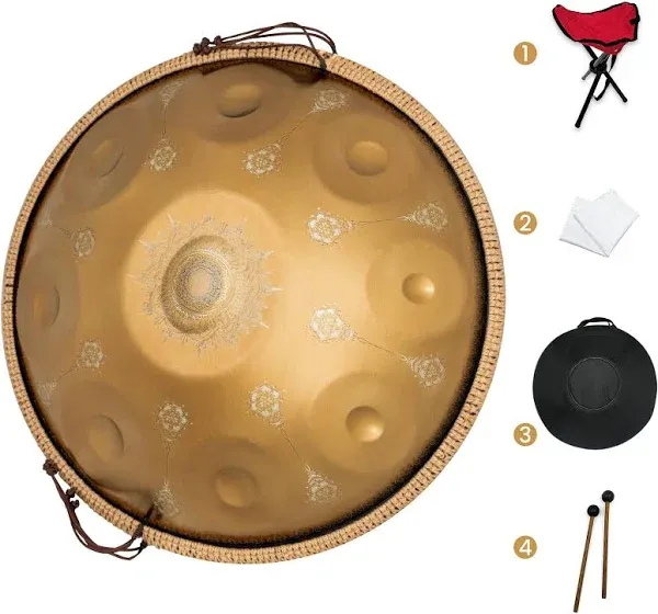 Handpan 9-note D-Kurd Minor 440 Hz Steel Performs Well In Sound