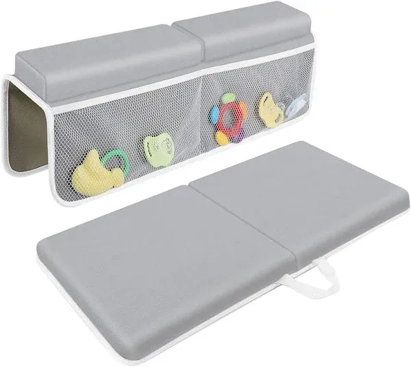 JJGoo Bath Kneeler with Elbow Rest Pad Set, 1.5 inch Kneeling Pad Mat for Baby Bathtub - Gray