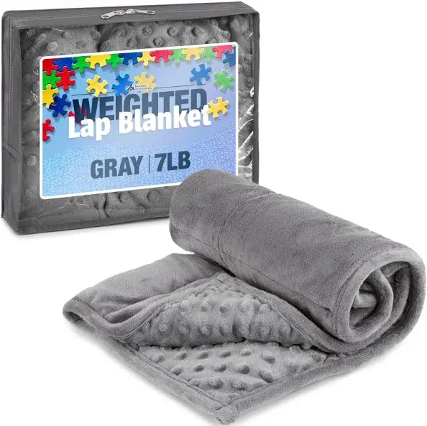 7lb Weighted Blanket for Kids (), Plush Minky Weighted Lap Pad Grey 7.0 Pounds