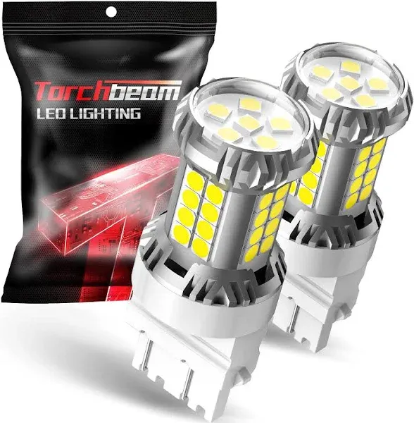 Torchbeam 3157 3156 LED Bulb Reverse Lights 6000K White, 600% Brighter 3056 3057 4057 4157 LED Light for TailLight, Backup light, DRL, Brake Parking Signal Light, Non-polarity, 38-SMD Upgrade