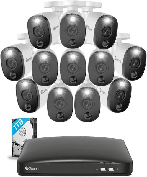 Swann Home DVR Security Camera System with 1TB HDD, 16 Channel 12 Camera,... 