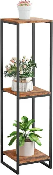 46" Tall Plant Stand Indoor, 3-Tier Modern Plant Shelf, Corner Flower Pot Holder Organizer for Living Room Balcony Patio Garden (Black)