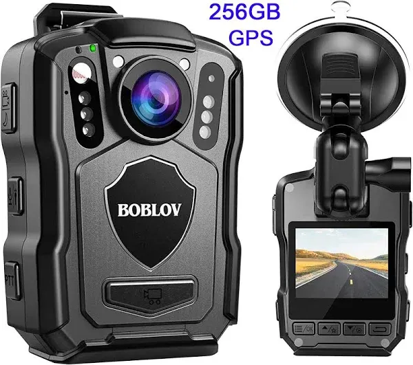 BOBLOV M5 2K 256g Police Body Camera, GPS Enabled &1440p Body Mounted Cam, Body Cam Built-in 4200mAh Battery,12Hours Record, IP67 Water Resistant,