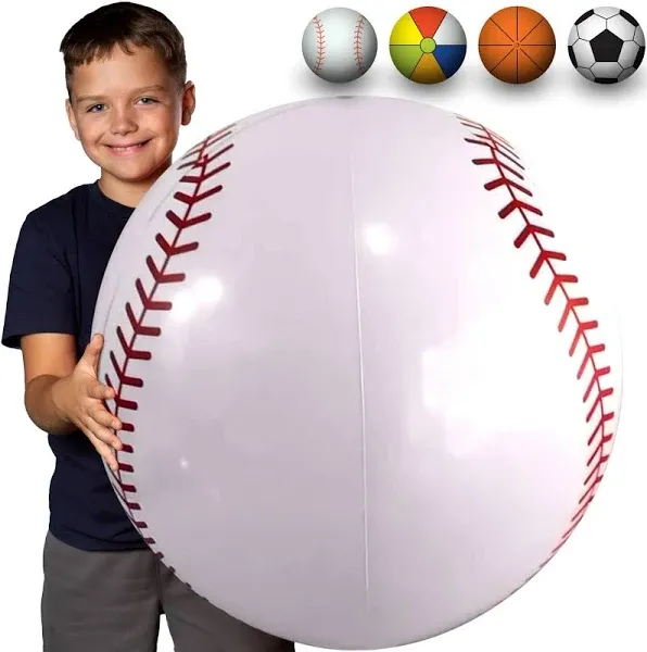 Large Baseball Design Beach Ball 27Inch Diameter Plastic