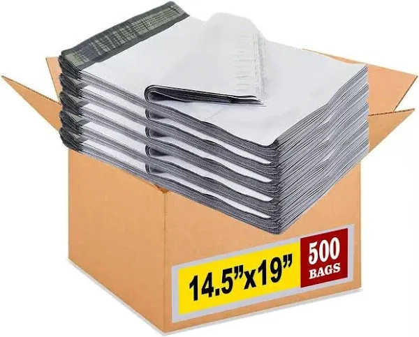 iMBAPrice 500 - 12 x 15.5 Premium Matte Finish White Poly Mailers Envelopes Bags (iMBA-5PM-500)