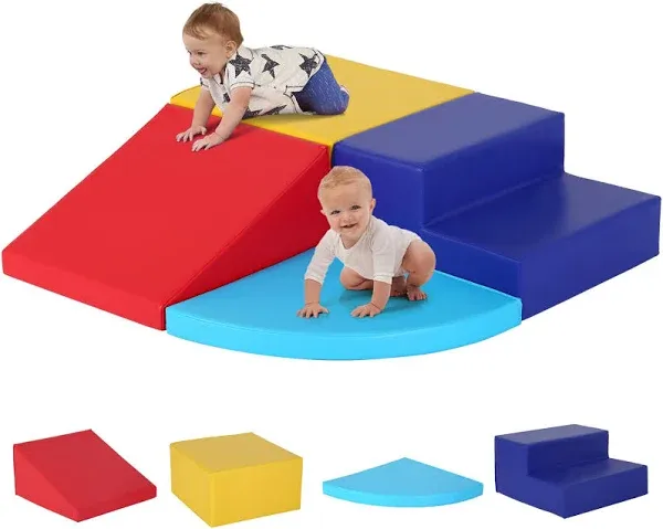 Dkelincs Climbing Blocks for Toddlers 1-3, 4-Piece Crawl and Climb Soft Foam Baby Climbing Blocks, Babies Activity Play Structures Toddler Climbing Toys Indoor, Colorful