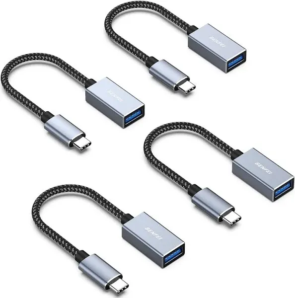 BENFEI 4 Pack USB C to USB 3.0 Adapter, USB C to A Male to Female Adapter Compatible with iPhone 15 Pro/Max, MacBook Pro/Air 2023, iPad Pro, iMac, S23, XPS 17, Surface Book 3 and More