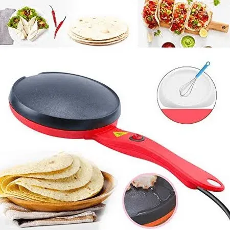 Portable Electric Crepe Maker, 110V Non-Stick Coating Crepe Pan, Auto Temperature Control for Crepes, Pancakes, Bacon, Tortilla