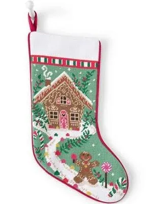 LANDS END Critters Snowman Wool Needlepoint Christmas Stocking Monogram PEPPER