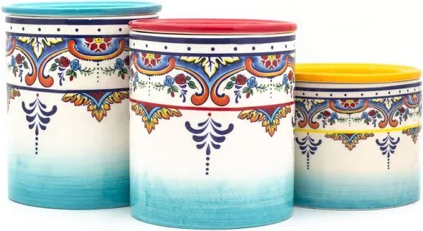 Shop Euro Ceramica Zanzibar 3pc Canister Set In Multicolor