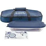 Anchor Hocking Oven Basics 4 Piece Bake-N-Take Bakeware Set, Navy Blue