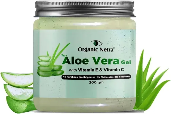 Organic Netra Pure Aloe Vera Gel With Vitamin E and C For Face And Hair 200g