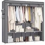 SONGMICS Portable Closet, Wardrobe Closet Organizer with Cover, 4 Hanging Rods and Shelves, 4 Side Pockets, 66.9 x 17.7 x 65.7 Inches, Large