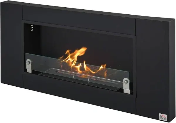 HOMCOM Ethanol Fireplace Wall-Mounted 0.73 Gal Stainless Steel Max 323 Sq. Ft