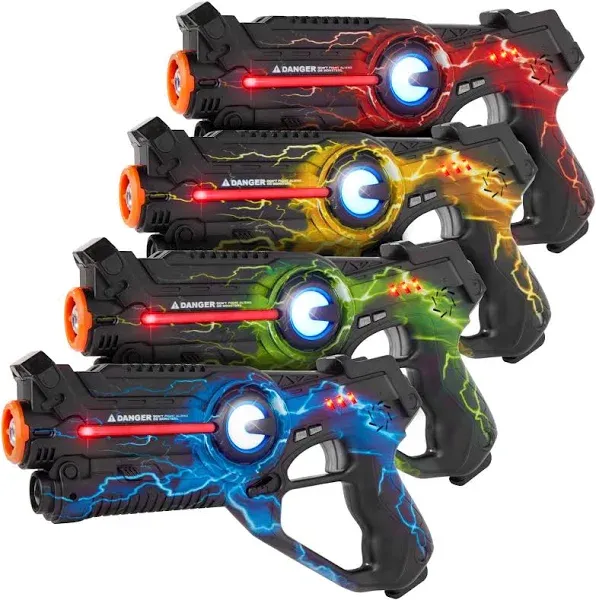 Set of 4 Infrared Laser Tag Blasters for Kid & Adult 4 Settings Lights & Sounds