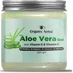 Organic Netra Pure Aloe Vera Gel with Vitamin C &amp; E for Skin, Face &amp;Hair 7.05 oz