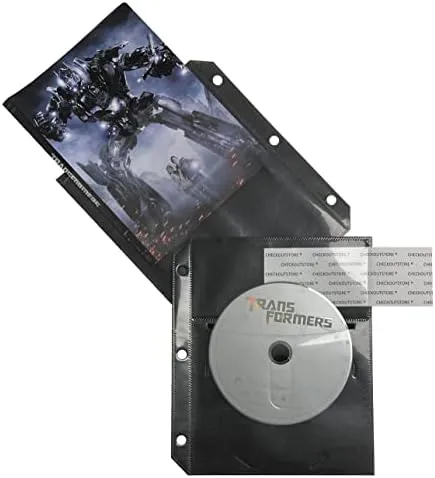 CheckOutStore 50 Black CD/DVD Half Sheet Storage Binder Filing Sleeve & Booklet