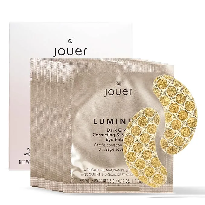 Jouer Luminize Dark Circle Correcting & Smoothing Eye Patches, Caffeine Eye Patches for Dark Circles and Puffiness, Under Eye Mask Patches for Wrinkles